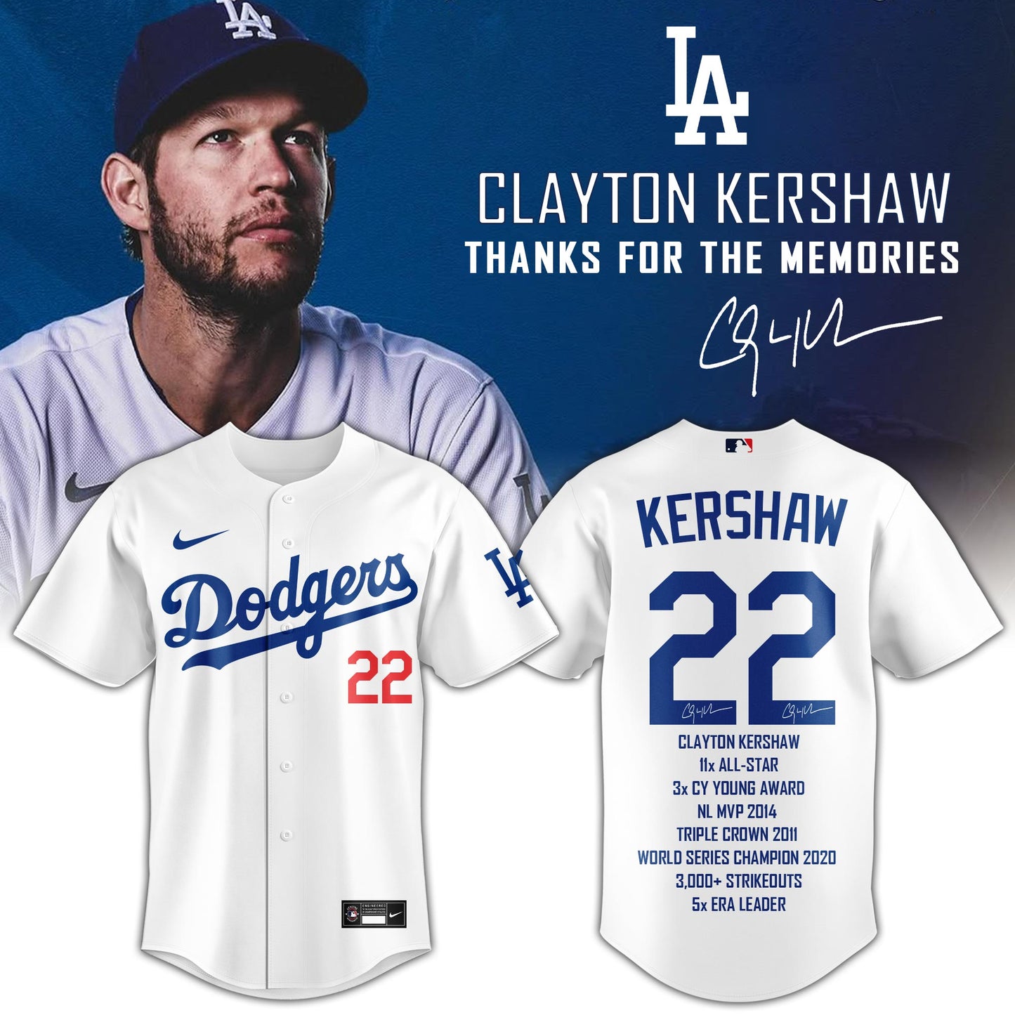 Los Angeles Dodgers Thank You Clayton Kershaw Limited Edition Jersey