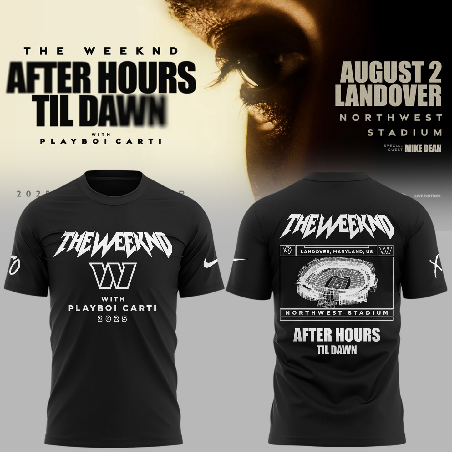 Exclusive Version Washington Commanders x The Weeknd 2025 Black Tshirt