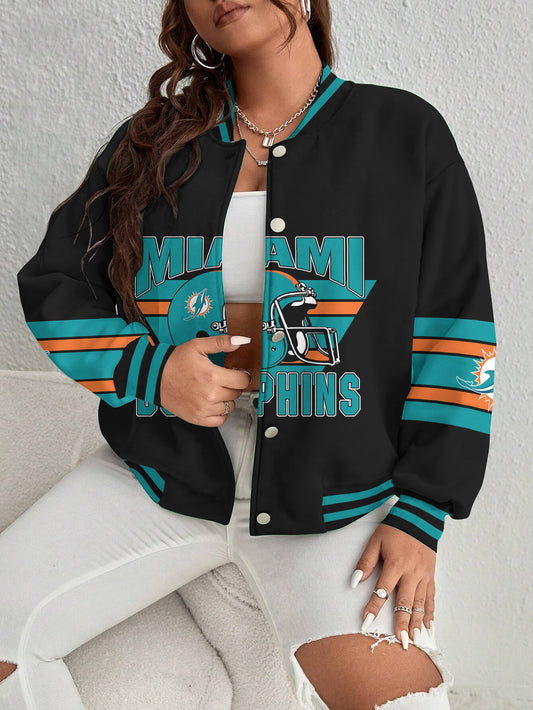 Miami Dolphins Women's Long Pass Full- Snap Casual Jacket