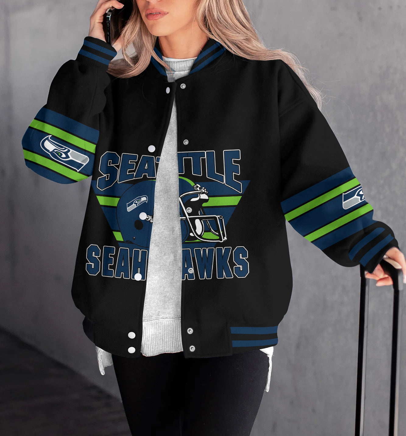 Seattle Seahawks Women's Long Pass Full- Snap Casual Jacket