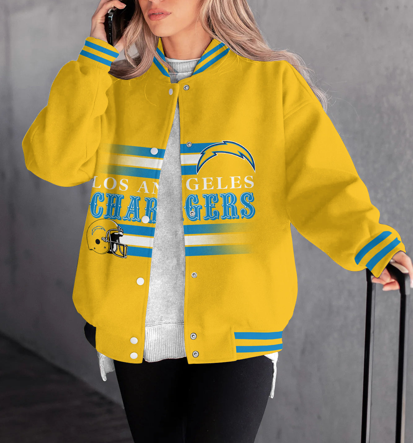 Los Angeles Chargers Women's Long Pass Full- Snap Casual Jacket