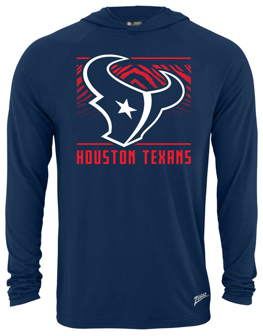 Zubaz NFL Men's Light Weight Team Color Hoodie, Alternate Tunnel Logo, Houston Texans
