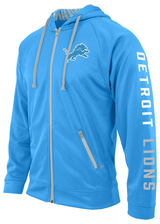 Zubaz NFL Men's Team Name and Logo Full Zip Hoodie Detroit Lions