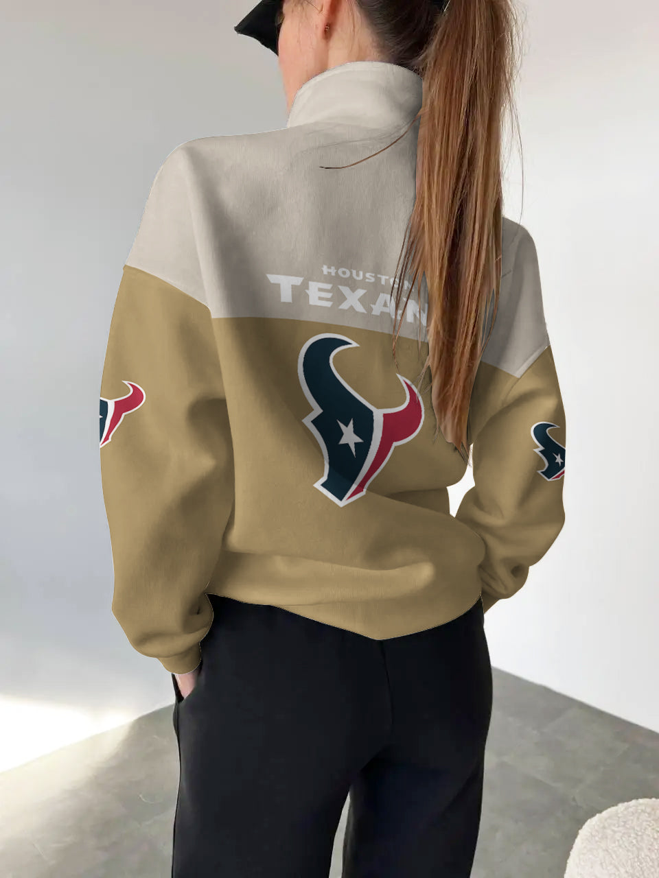 Houston Texans  2025 New Design Casual Snap  Mockneck Pullover