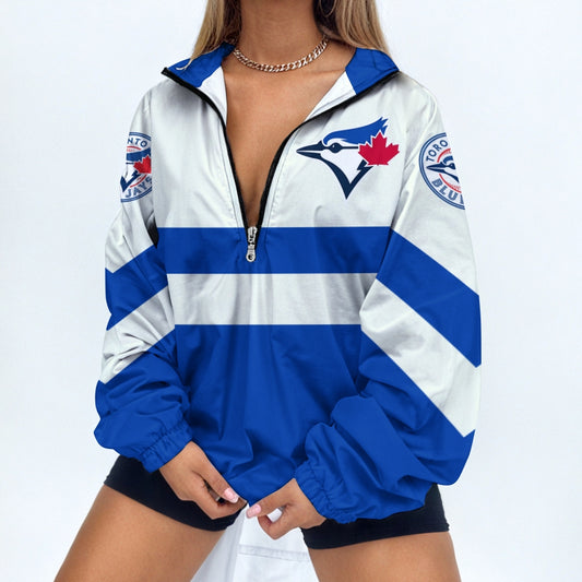 Women's Print V Neck Zipper Sweatshirt Jacket