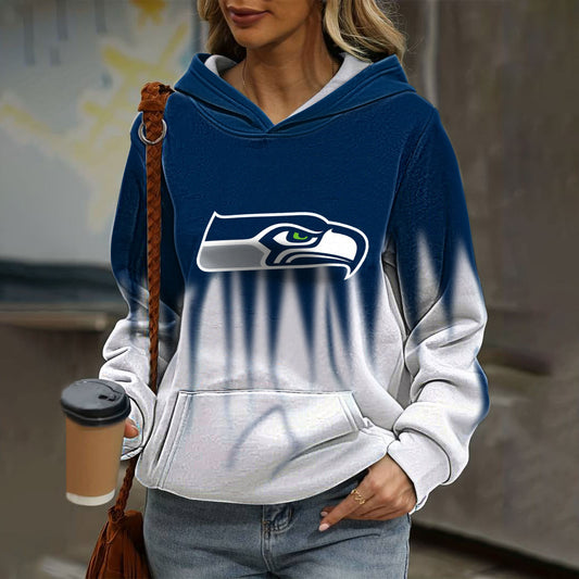 Casual loose contrast printed Hoodie