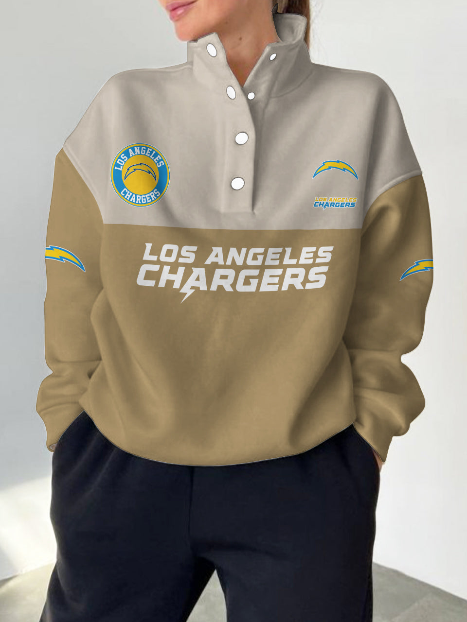 Los Angeles Chargers  2025 New Design Casual Snap  Mockneck Pullover