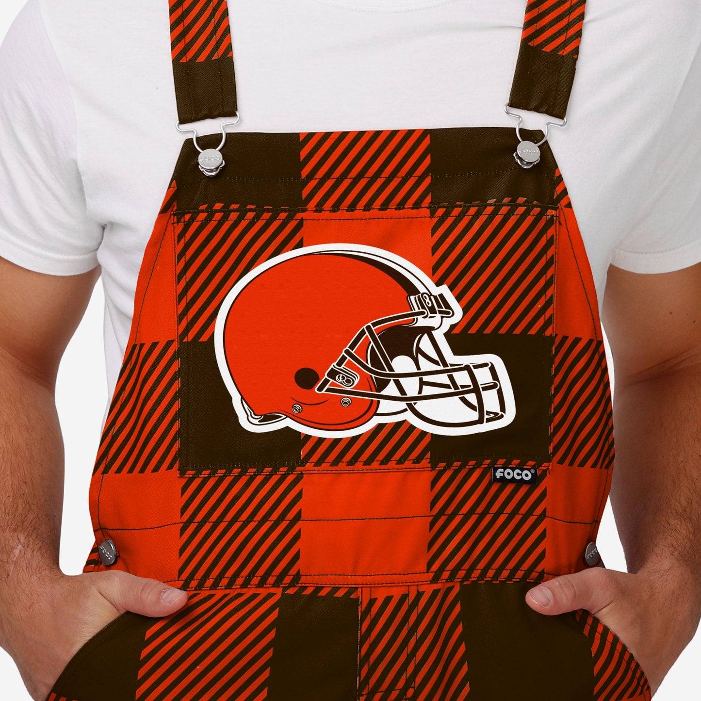Cleveland Browns Mens Plaid Bib Overalls