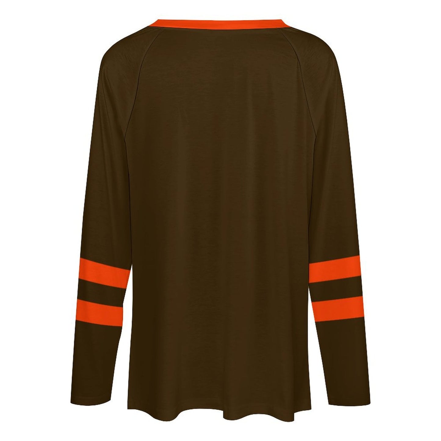 Cleveland Browns Women's V-neck Double-layered Long-sleeved Loose T-shirt