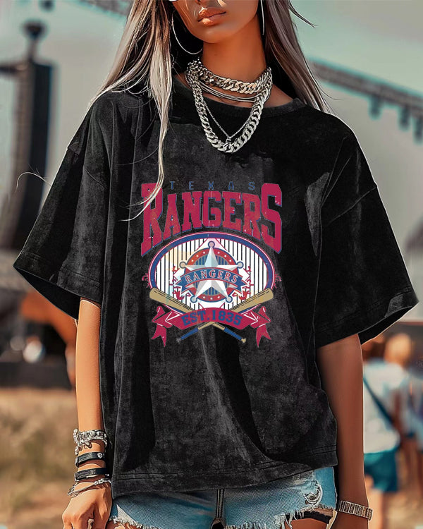 Washed Distressed Print Short Sleeve T-shirt