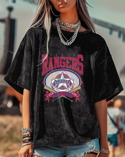 Washed Distressed Print Short Sleeve T-shirt