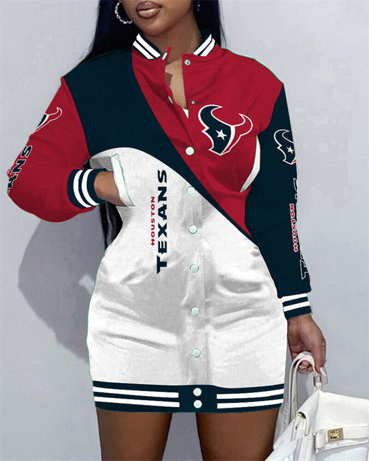 Houston Texans
Limited Edition Button Down Long Sleeve Jacket Dress