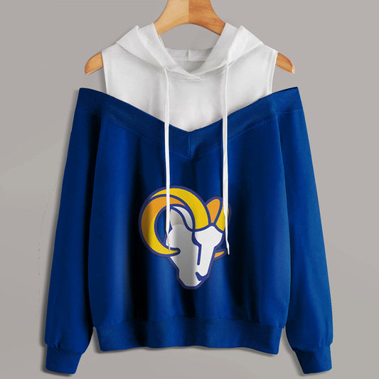 2 In 1 Colorblock Cold Shoulder Hoodie