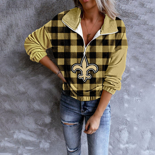 Unisex Plaid Quarter Zip Sweatshirt