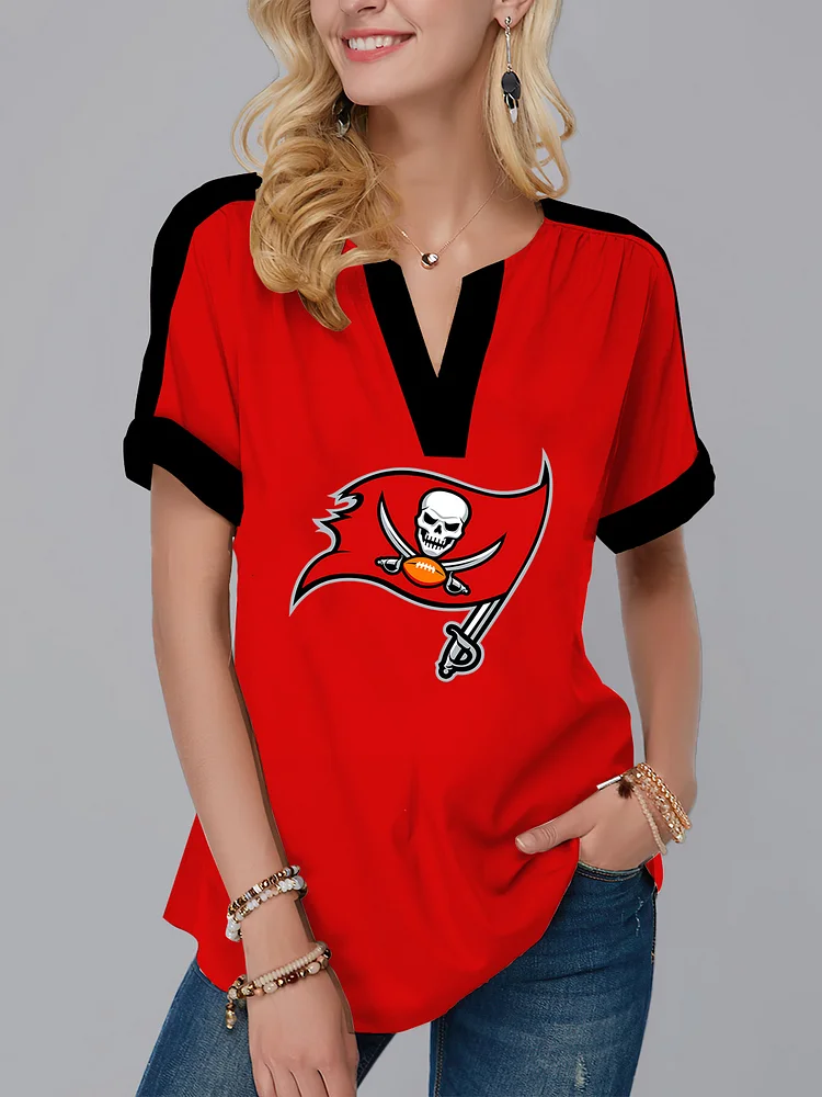 Tampa Bay Buccaneers Fashion Short Sleeve V-Neck Shirt