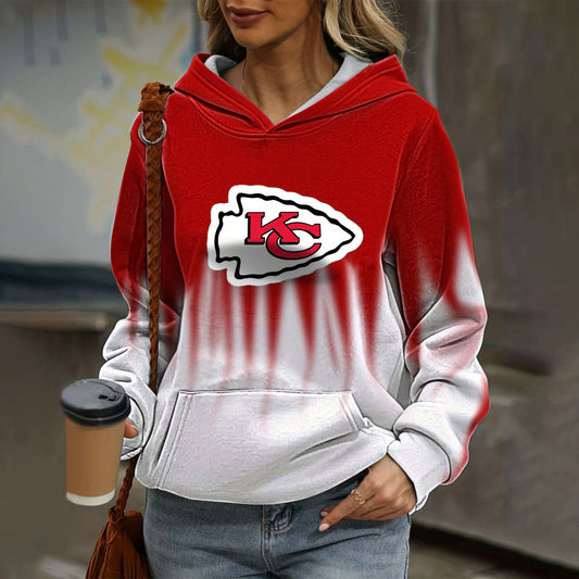 Casual loose contrast printed Hoodie