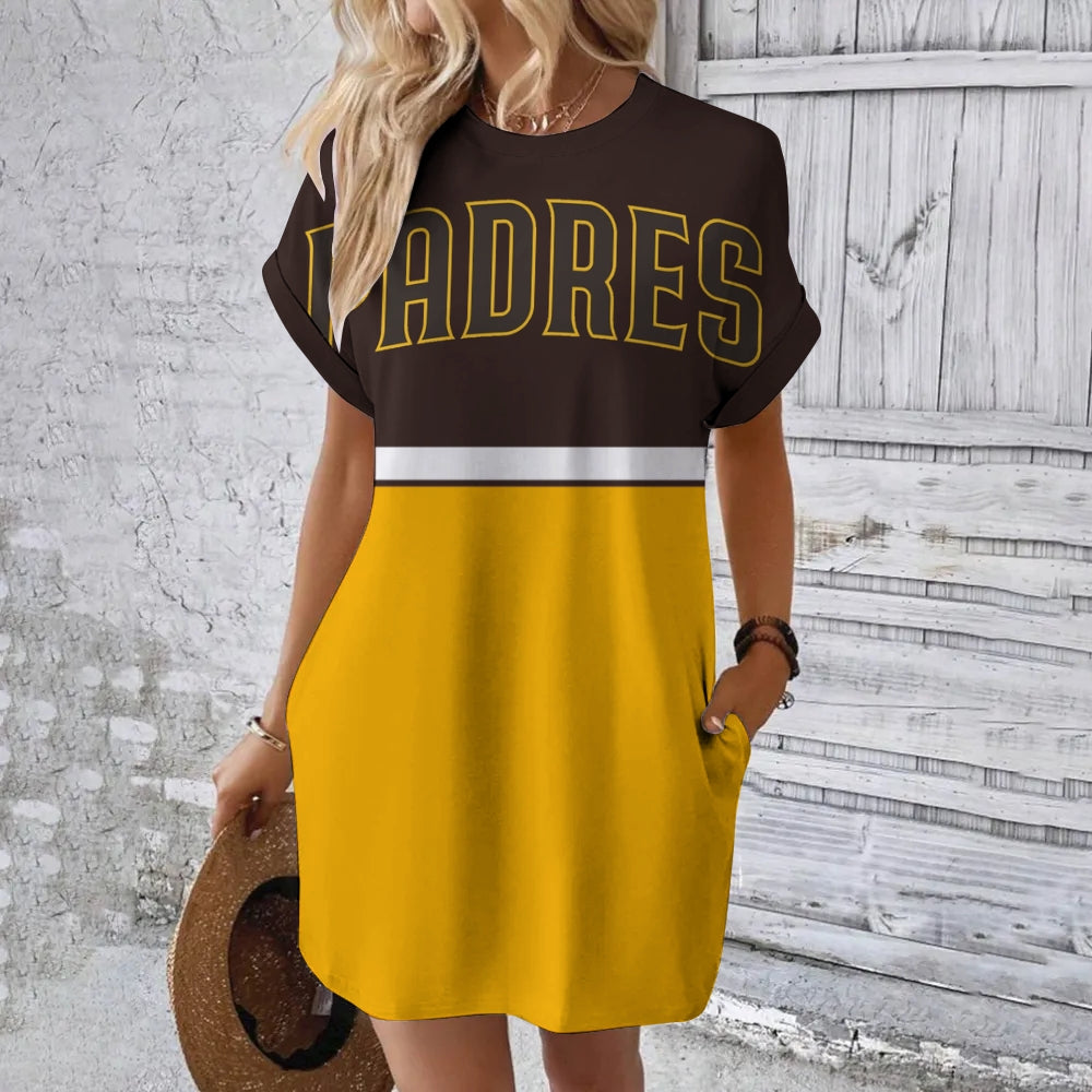 San Diego Padres Hidden Pocket Short Sleeve Tee Dress