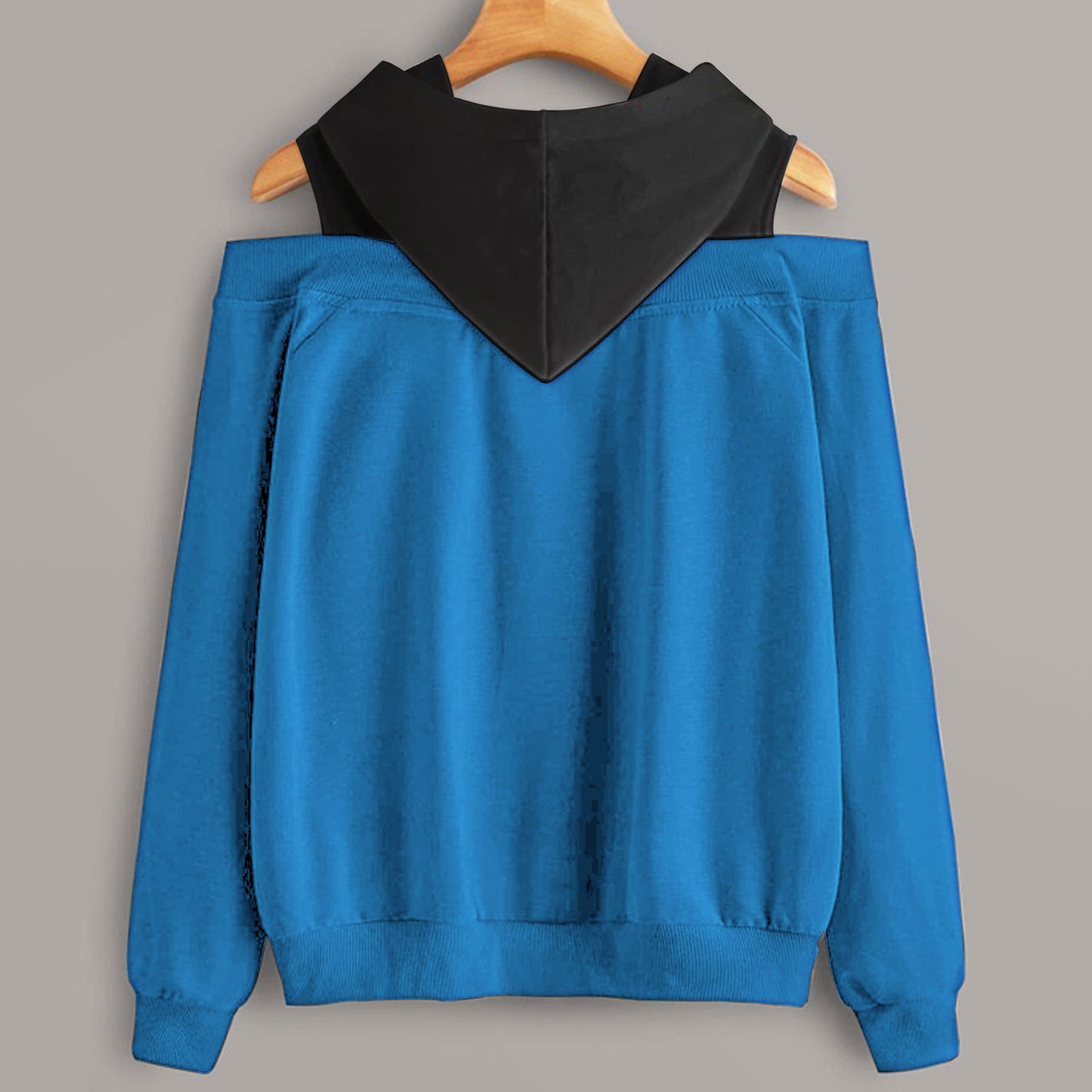 2 In 1 Colorblock Cold Shoulder Hoodie