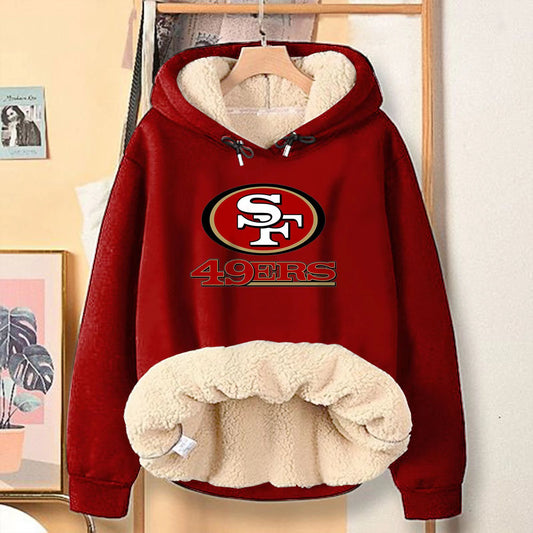 Casual Print Teddy Sherpa Fleece Hoodie