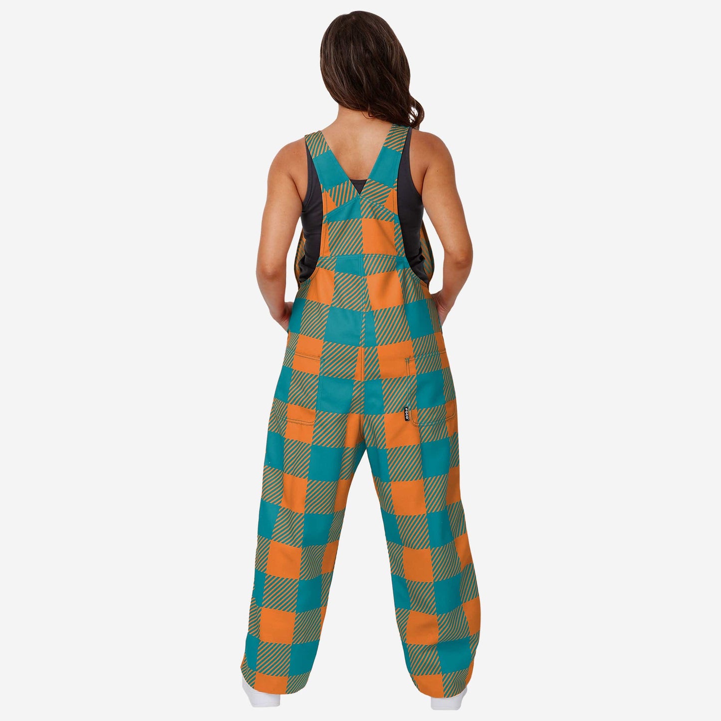 Miami Dolphins Womens Plaid Bib Overalls