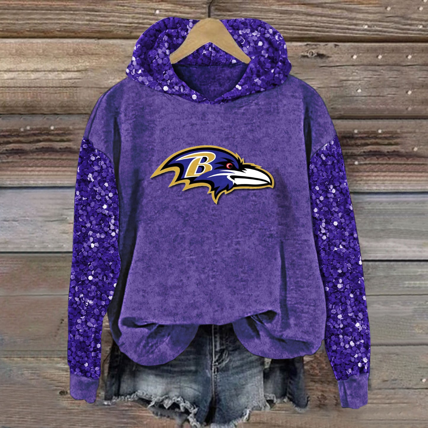 Sequined Sleeves Vintage Hoodie