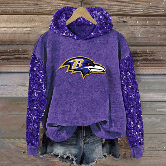 Sequined Sleeves Vintage Hoodie