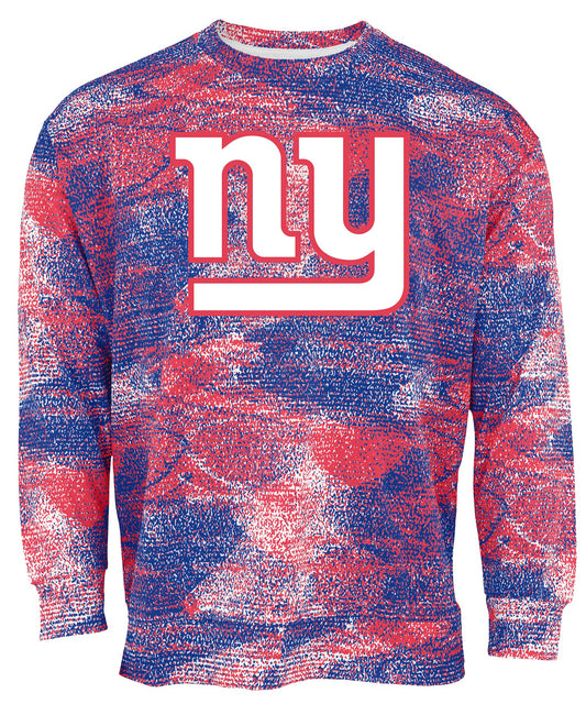 Zubaz NFL Men's Team Logo Static Crew Neck Sweatshirt New York Giants