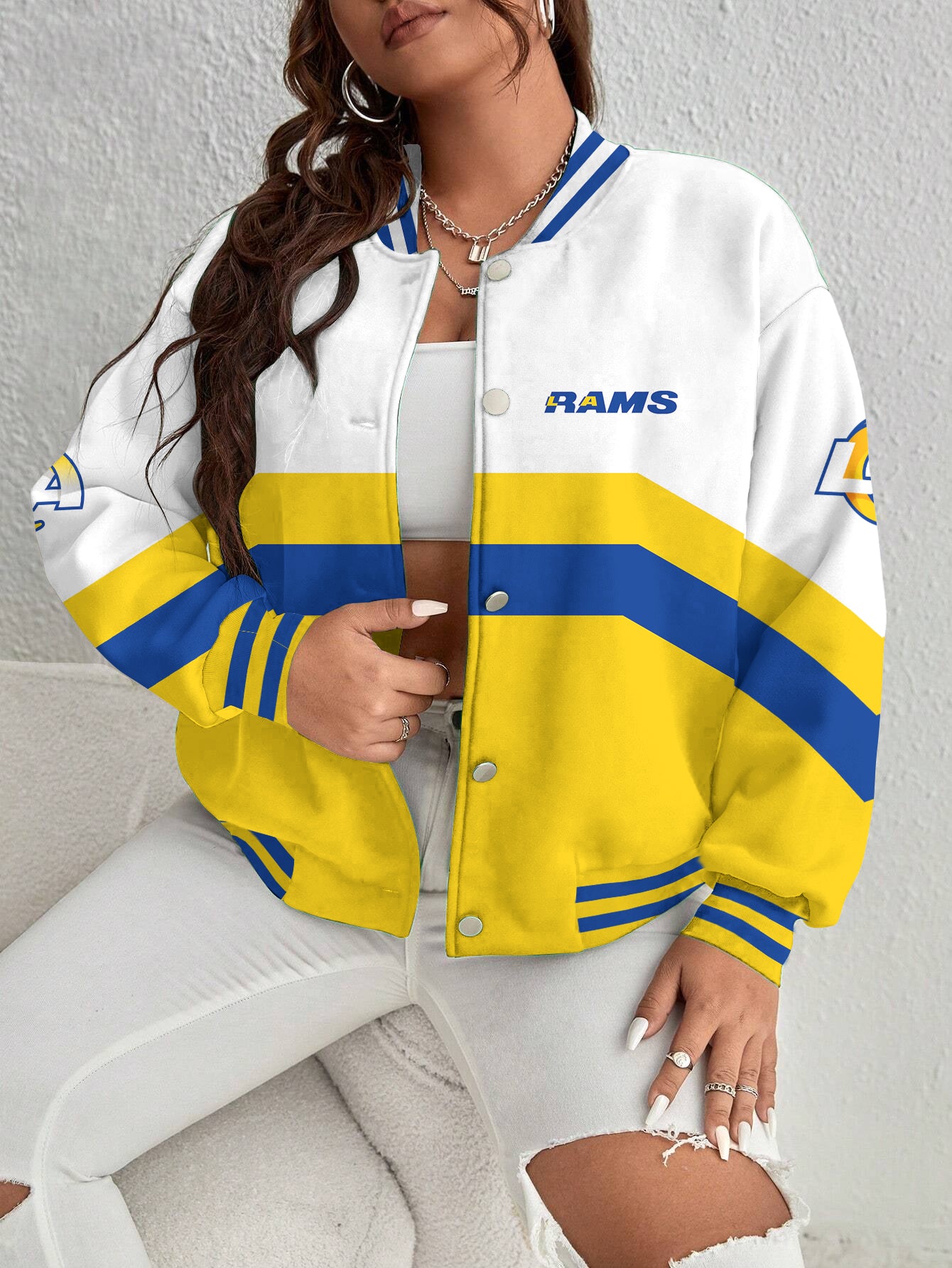 Los Angeles Rams Women's Long Pass Full- Snap Casual Jacket