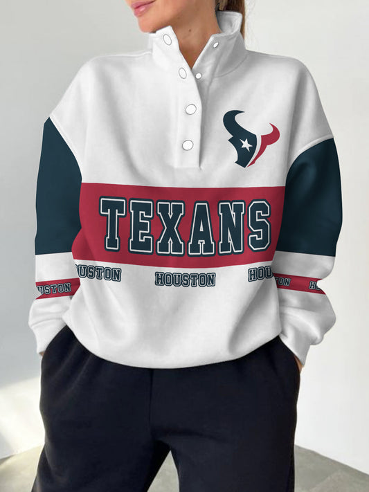 Houston Texans  2025 New Design Casual Snap  Mockneck Pullover