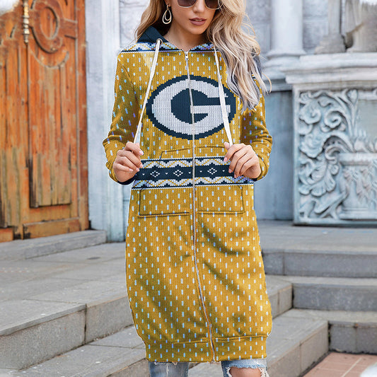 Full Size Zip-Up Longline Hoodie With Pockets