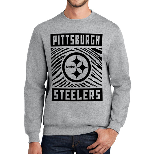 Zubaz NFL Men's Crewneck Sweatshirt With Zebra Graphic, Pittsburgh Steelers