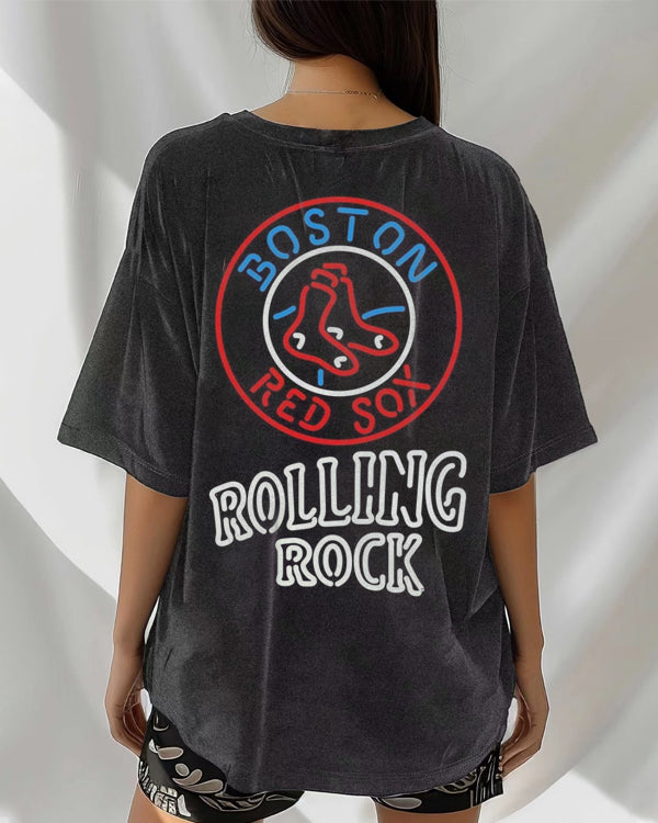 Washed Distressed Print Short Sleeve T-shirt