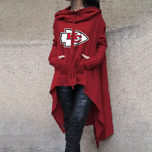 Irregular cape and hooded women's sweater