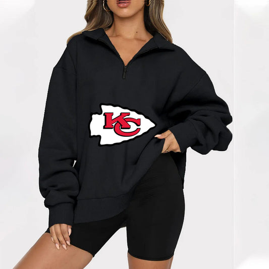 New Ladies Sports Leisure Lapel Zipper Sweatshirt