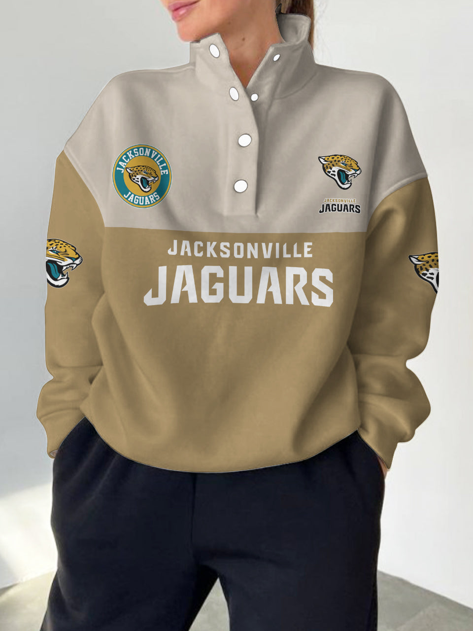 Jacksonville Jaguars  2025 New Design Casual Snap  Mockneck Pullover