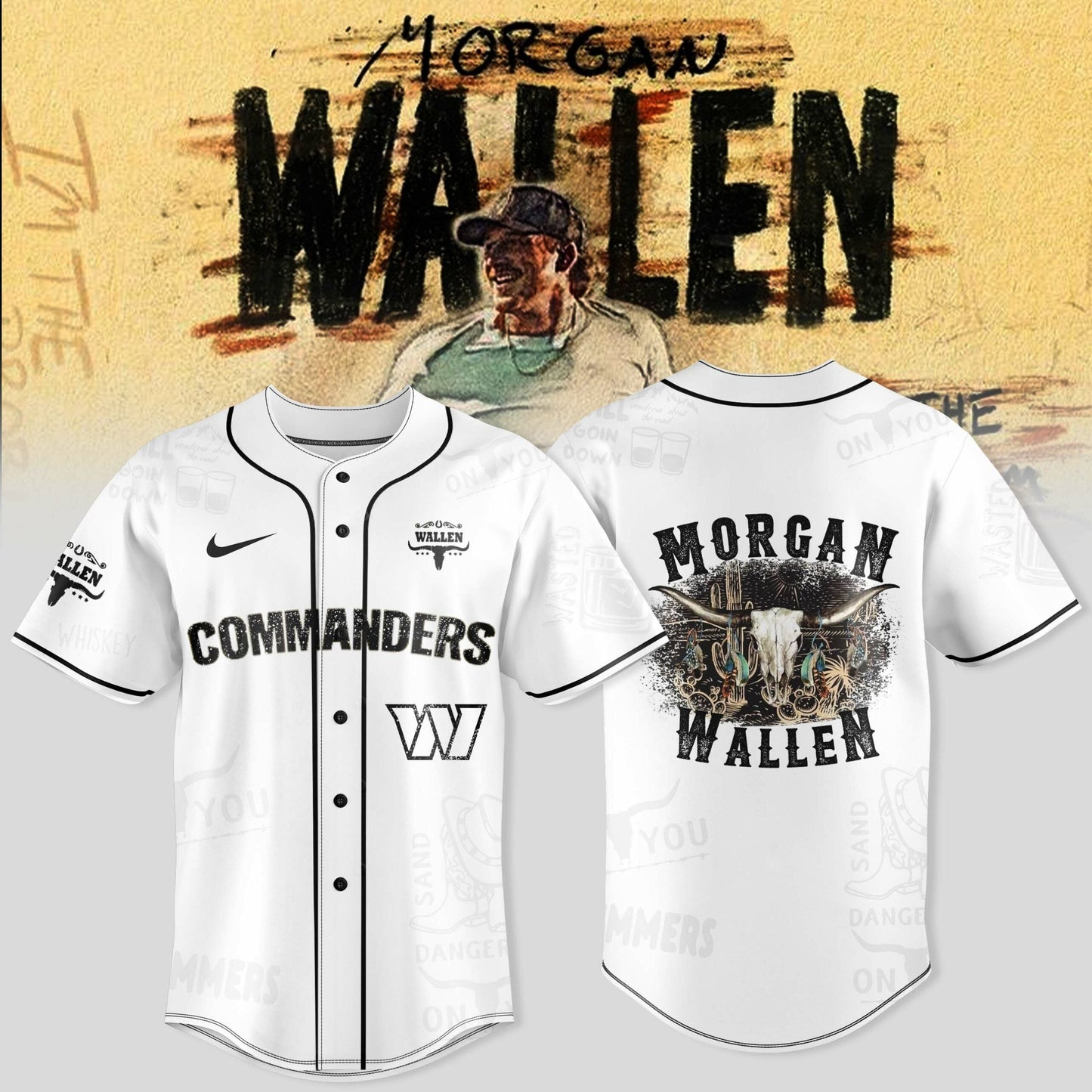 Washington Commanders x Wallen Morgan tour Merch 2025 Jersey