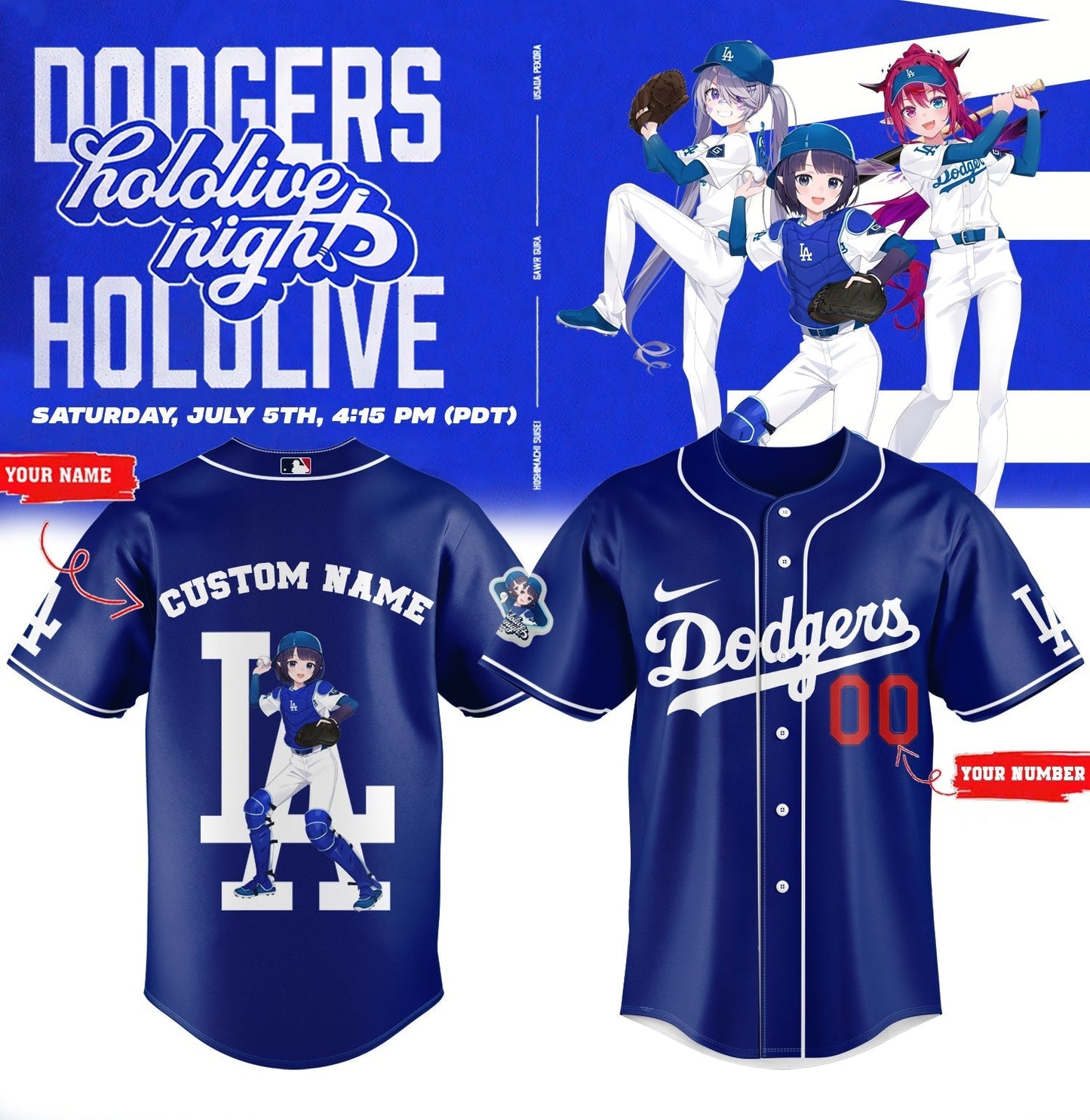 Los Angeles Dodgers _ Hololive Night Inaâ€™nis Jersey 2025