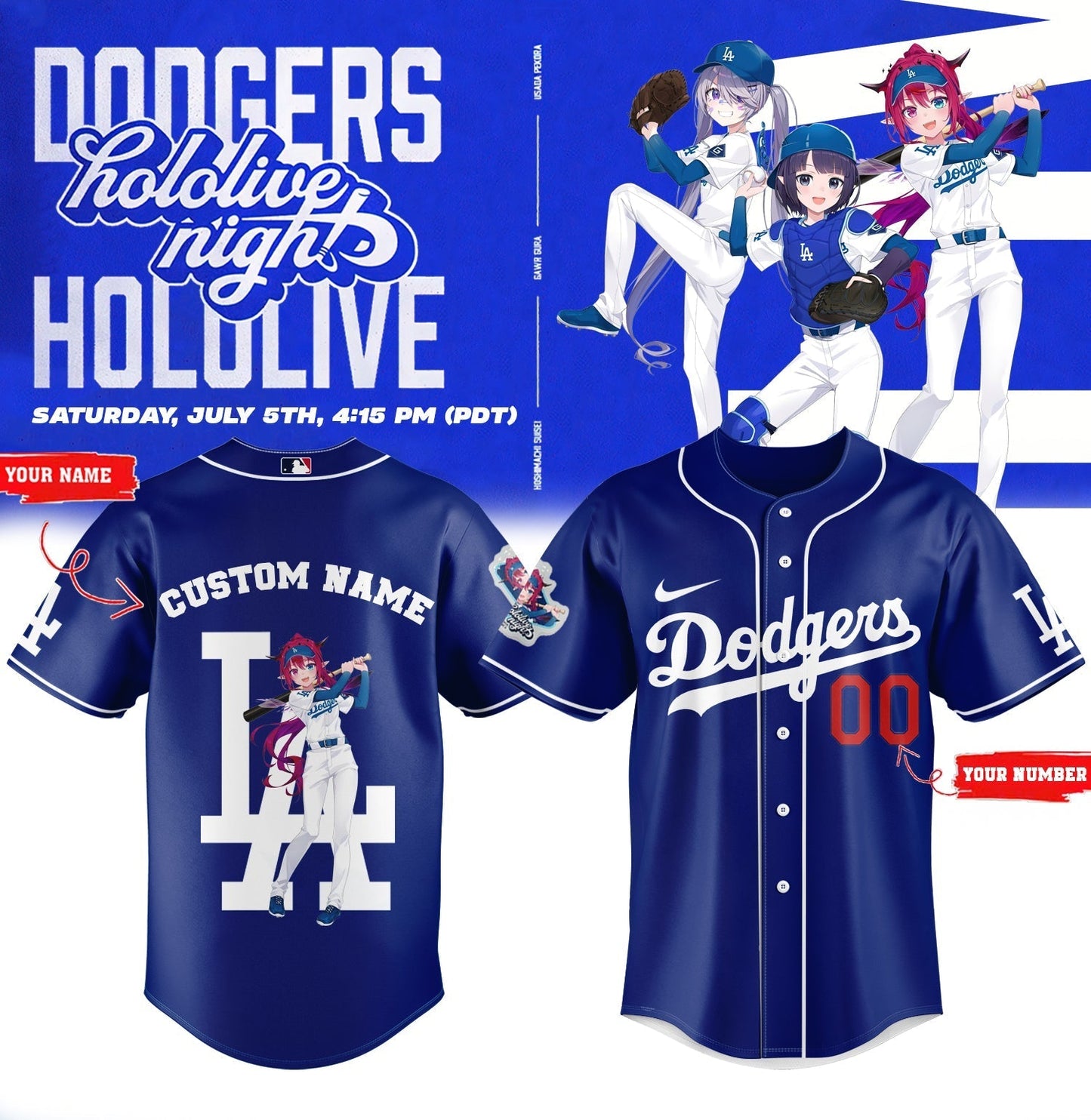 Los Angeles Dodgers _ Hololive Night IRyS Jersey 2025