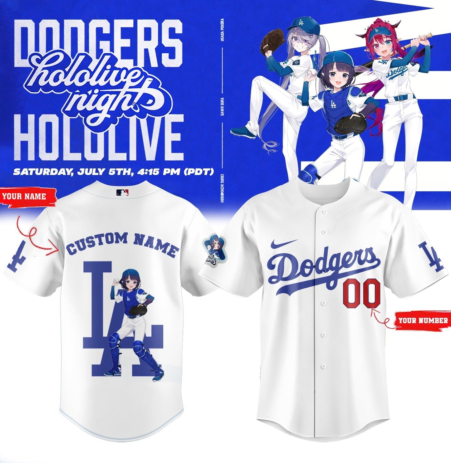 Los Angeles Dodgers _ Hololive Night Inaâ€™nis Jersey 2025