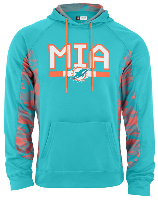 Zubaz NFL Men's Elevated Hoodie With Camo Lines, Miami Dolphins