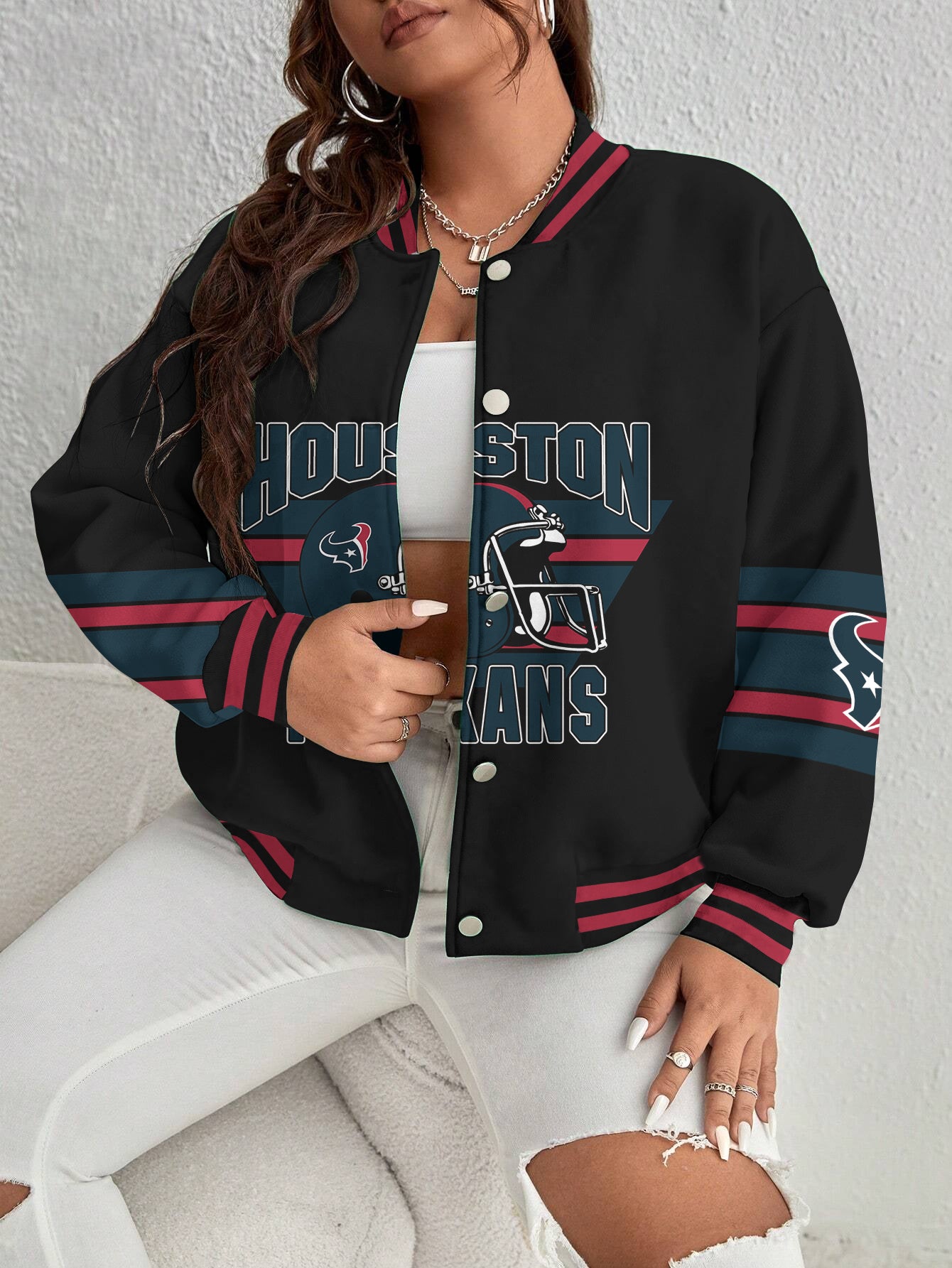 Houston Texans Women's Long Pass Full- Snap Casual Jacket