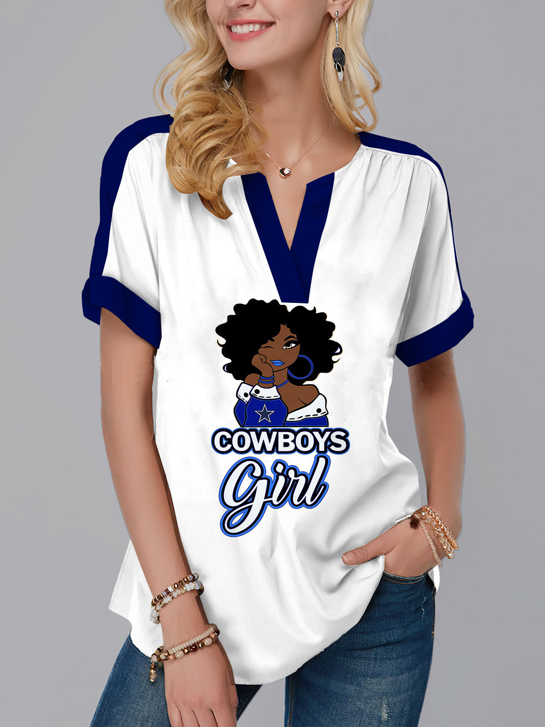 New  Fashion Short Sleeve V-Neck Shirt