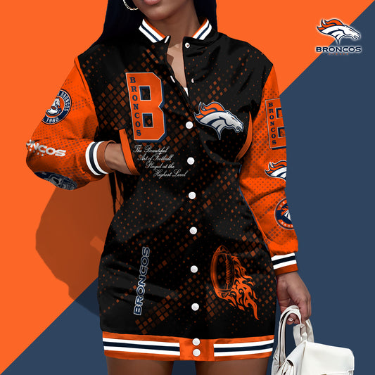 Denver Broncos Limited Edition Button Down Long Sleeve Jacket Dress