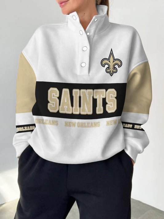 New Orleans Saints  2025 New Design Casual Snap  Mockneck Pullover