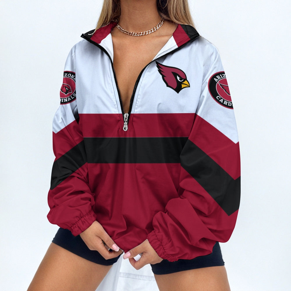Women's Football Print V Neck Zipper Sweatshirt Jacket