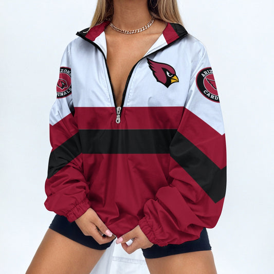 Women's Football Print V Neck Zipper Sweatshirt Jacket