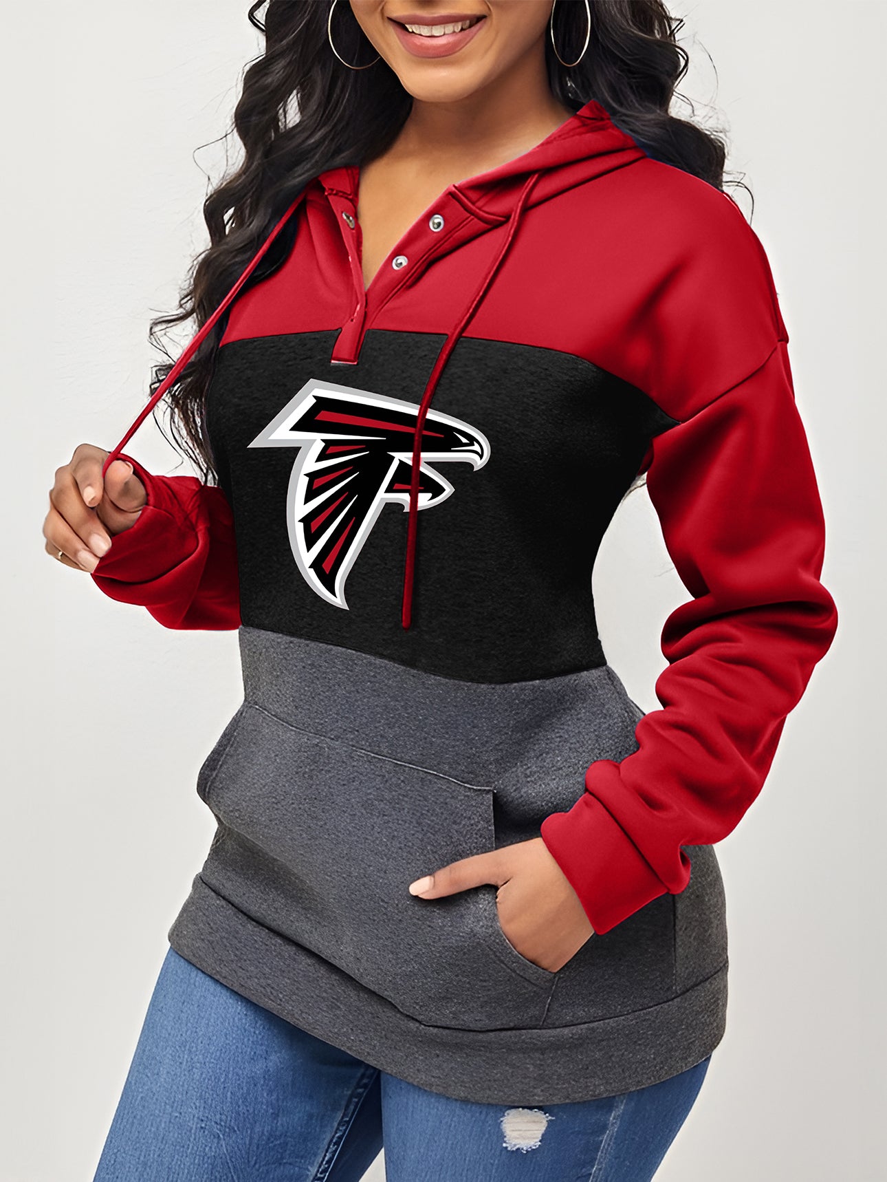 Women's Colorblock Drawstring Hoodie