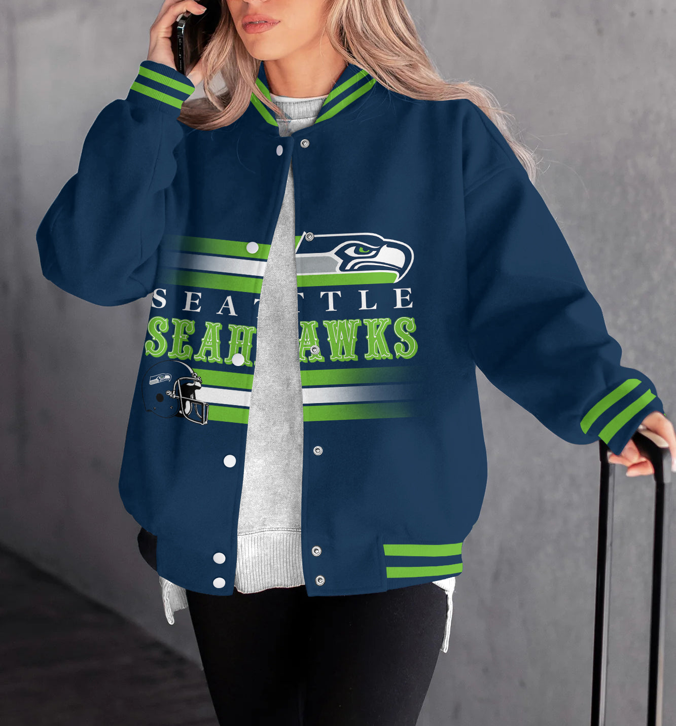 Seattle Seahawks Women's Long Pass Full- Snap Casual Jacket