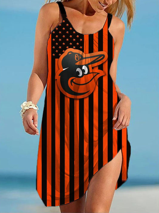 Baltimore Orioles Round neck sleeveless printed dress