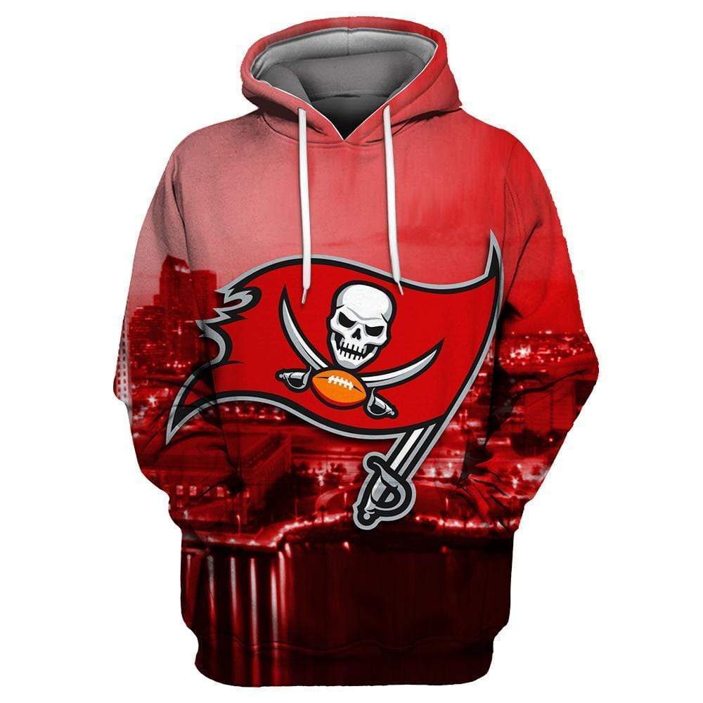 Tampa Bay Buccaneers Printed Hooded Pocket Pullover Sweater